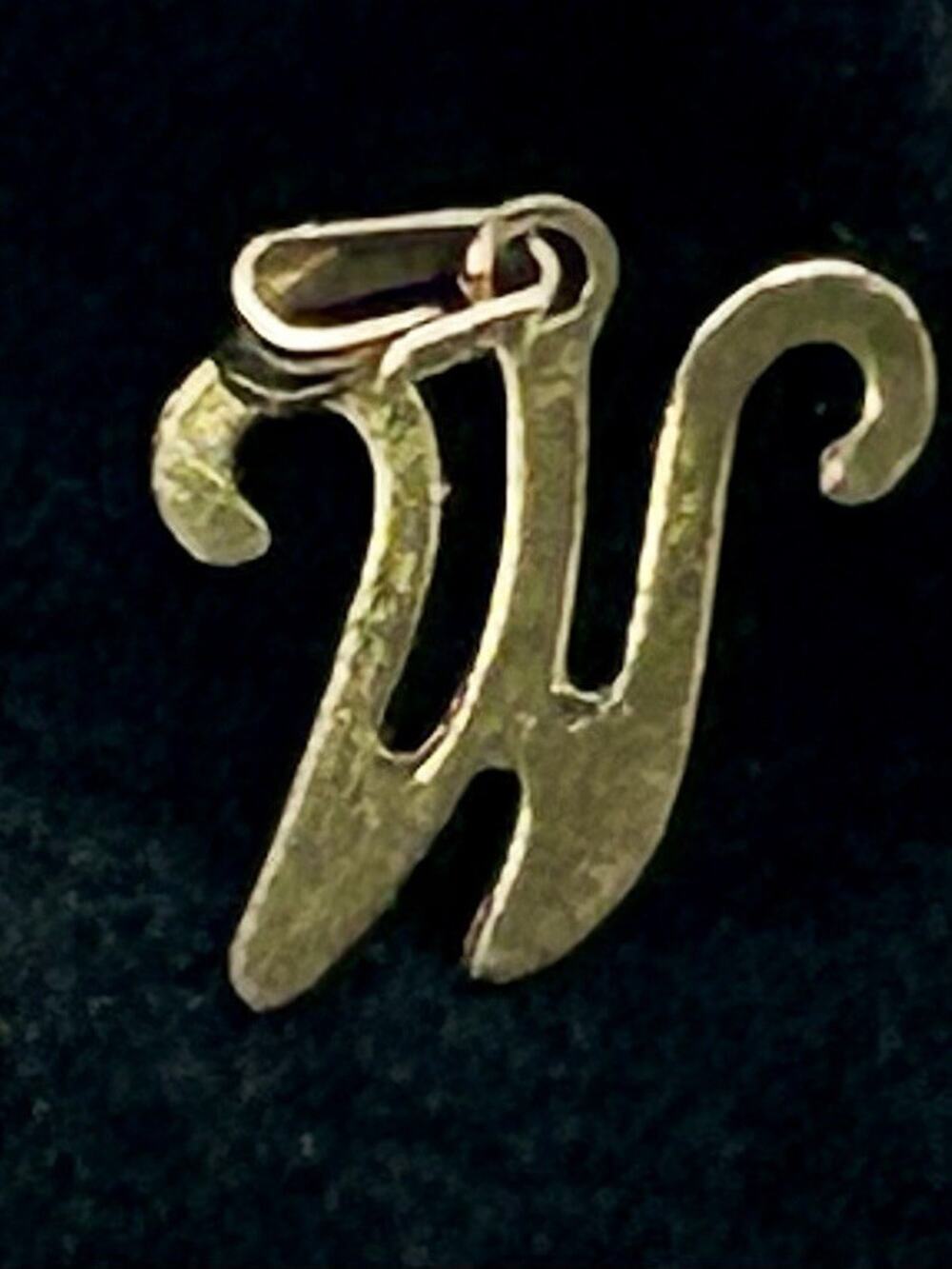 Vintage 14K Yellow Gold “W” Initial Pendant Charm